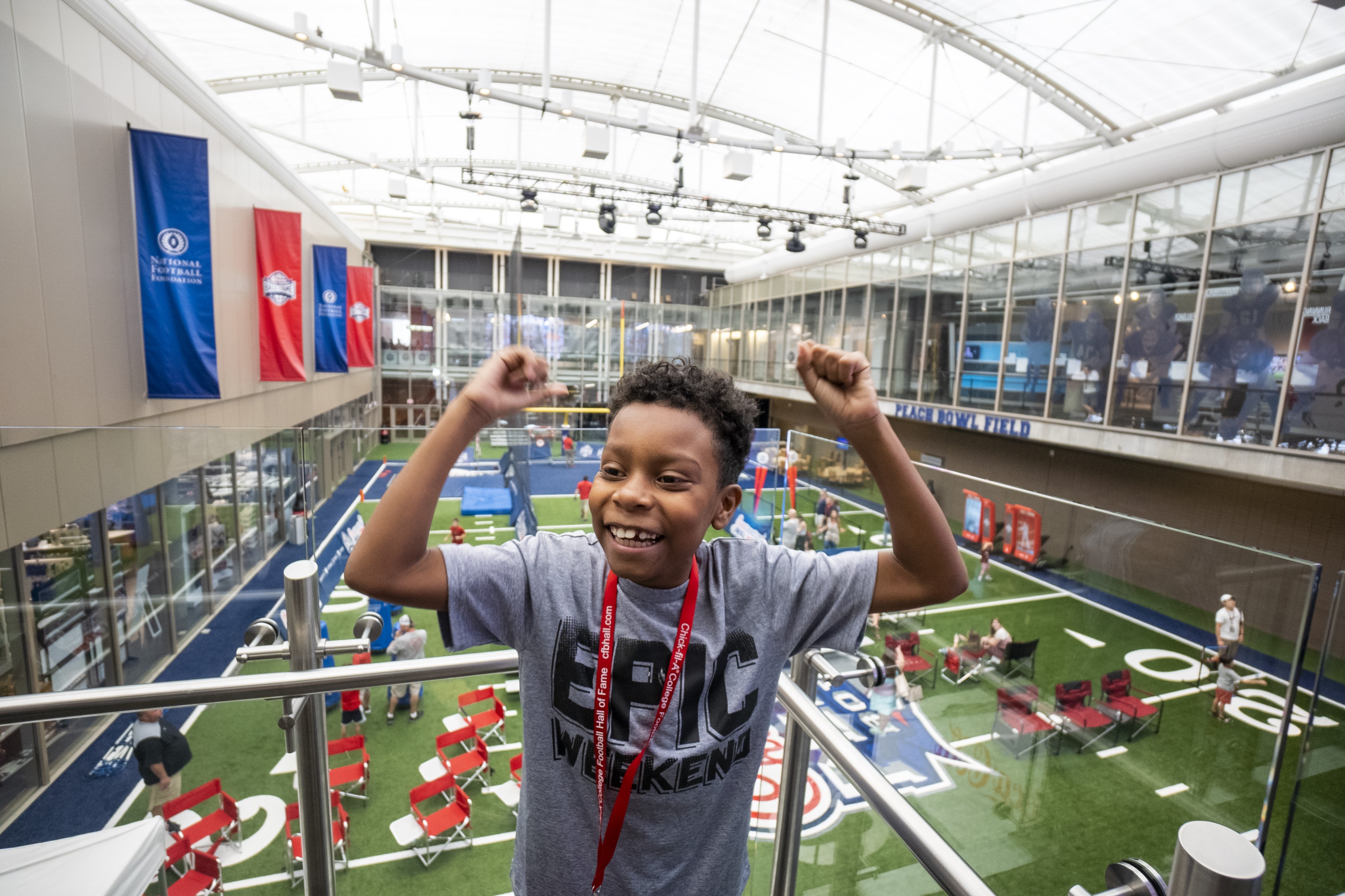Boy at Chick-fil-A College Football Hall of Fame