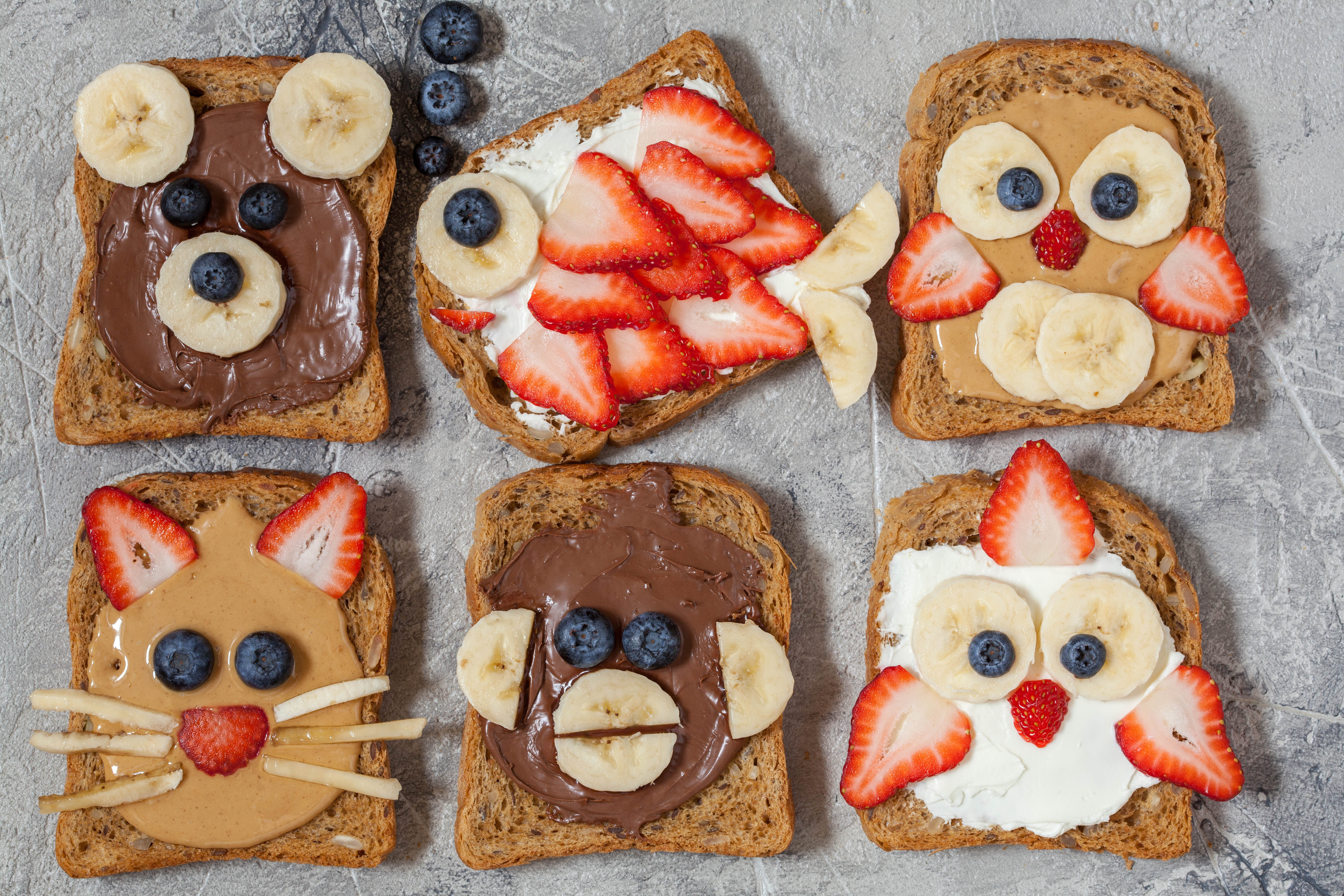 Funny animal faces toasts