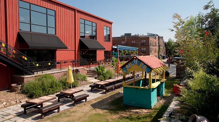 Castleberry Hill No Mas courtyard in Atlanta GA