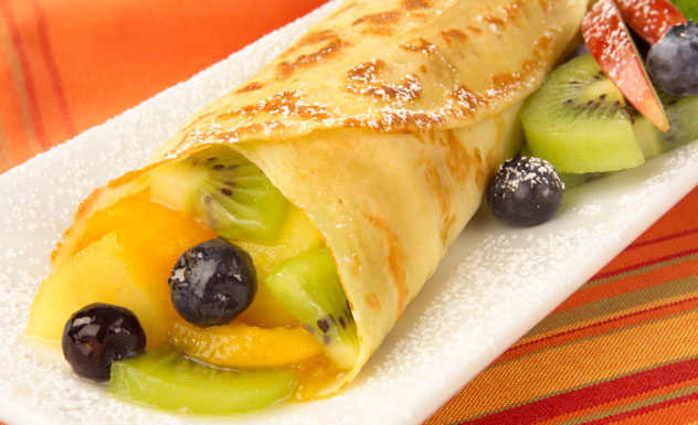 Image result for Crêpes with a bowl of tropical fruits